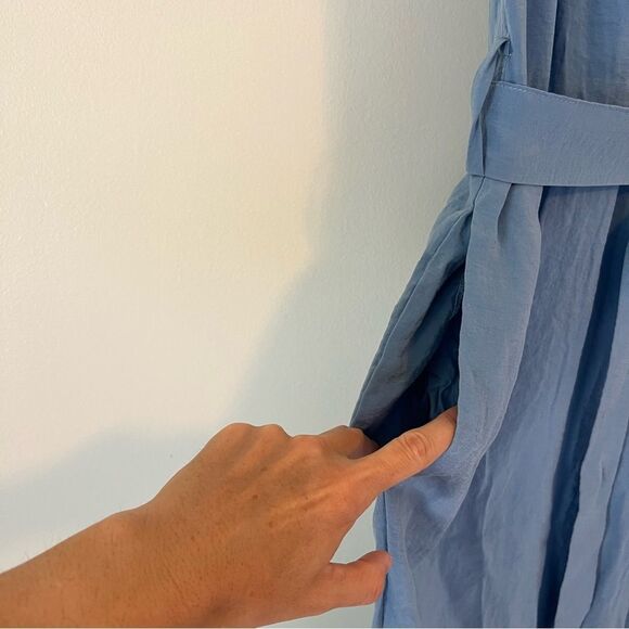 Zara Belted Jumpsuit in Blue Size Large Sleeveless - Picture 8 of 11